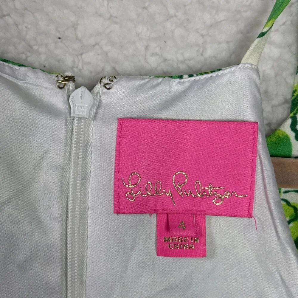 (T6) Lilly Pulitzer Pearl Romper Flamingle Engineered Flamingos Floral,Sz 4 - Picture 7 of 16